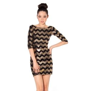 Blackmilk ZIG ZAG Gold 3/4 Sleeve Dress ✨ LIKE NEW✨ (MEDIUM)